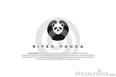 logo panda muscle gym sport Stock Photo