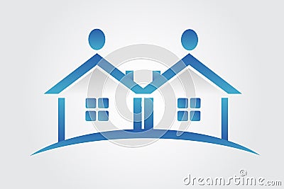 Logo people house real estate icon Vector Illustration