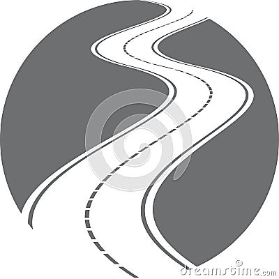 Logo with perspective of curved road Vector Illustration