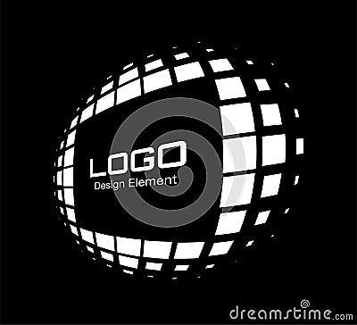 Logo perspective frame. Abstract rectangle dots emblem design element for technology. Distort border Icon . Vector. Vector Illustration