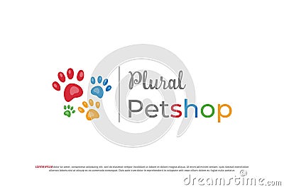 logo pet paw colorful pet shop Vector Illustration