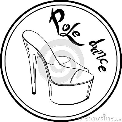 Logo pole dance with shoes Cartoon Illustration