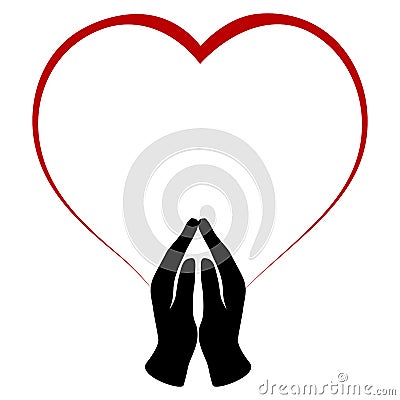 logo of praying hands with heart symbol Vector Illustration