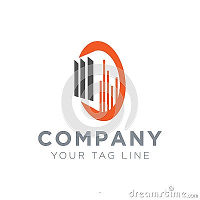 Logo for property business with the letter D and inside there is a building object Vector Illustration