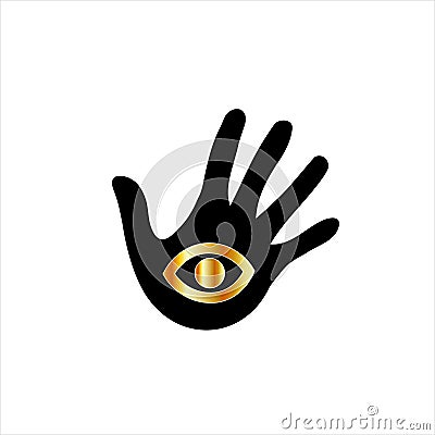 Logo for psychic or mind reader- Hand with third eye Vector Illustration