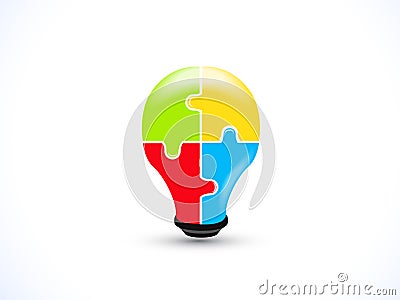 Logo puzzle bulb light ideas vector image design Vector Illustration