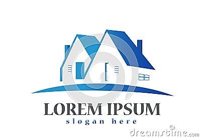 Logo real estate houses card Vector Illustration