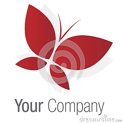 Logo Red Butterfly Vector Illustration