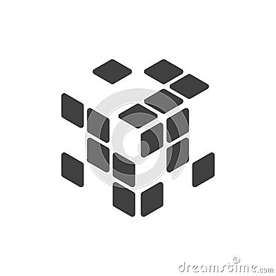 Logo of the rubik cube with empty cells. Vector illustration on white background. Vector Illustration