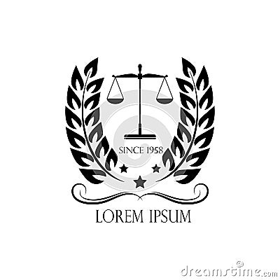 Logo scales and crown. logo of a notary, a lawyer, a symbol of justice and law Stock Photo