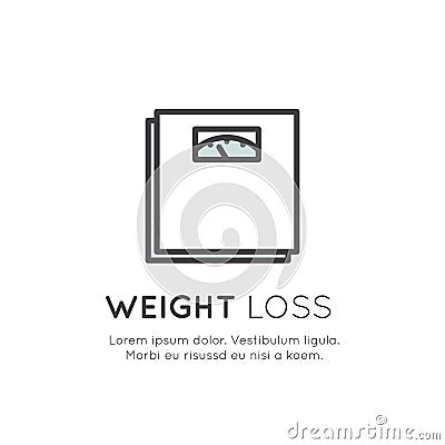 Logo of Scales, Weight Loss, Healthy Lifestyle Diet Concept Vector Illustration