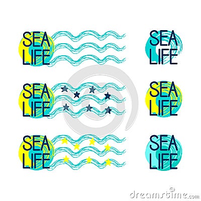 Logo sea life. Beautiful calligraphy Vector Illustration