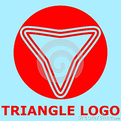 triangle logo with red color and blue background Vector Illustration