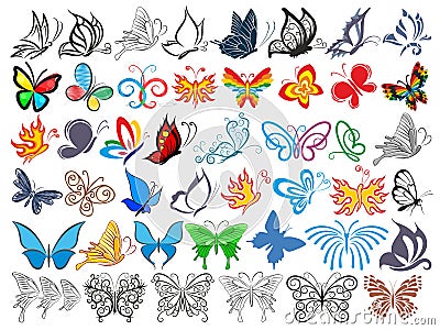 Logo Set with butterflies. Vector Illustration