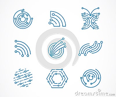 Logo set - technology, tech icons and symbols Vector Illustration