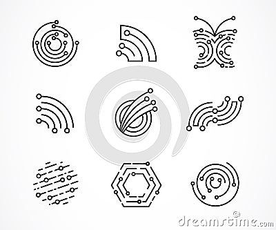Logo set - technology, tech icons and symbols Vector Illustration