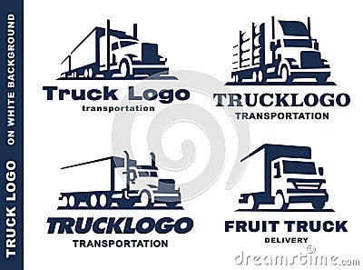 Logo set with truck and trailer. Vector Illustration