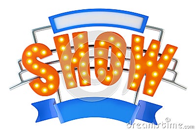 Logo Show - text template show - Vintage marquee light show sign, typography Stock Photo