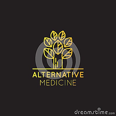 Logo Sign of Alternative Medicine. IV Vitamin Therapy, Anti-Aging, Wellness, Ayurveda, Chinese Medicine. Holistic centre Stock Photo