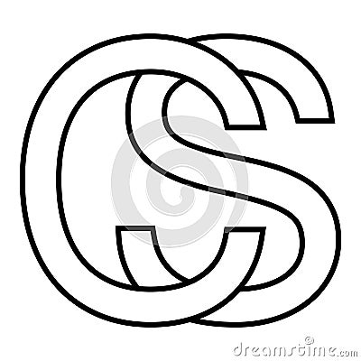 Logo sign cs sc icon game counter letters c s Vector Illustration