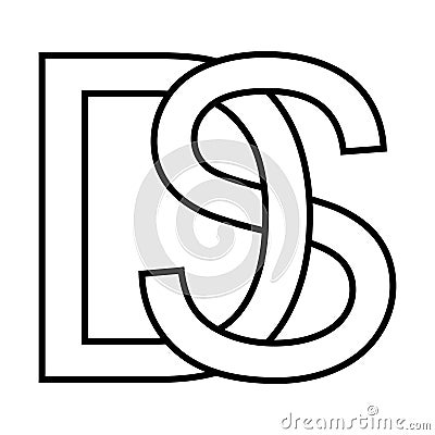 Logo sign ds sd icon, nft ds interlaced letters d s Vector Illustration