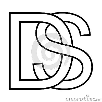 Logo sign ds, sd icon, nft ds interlaced letters d s Vector Illustration