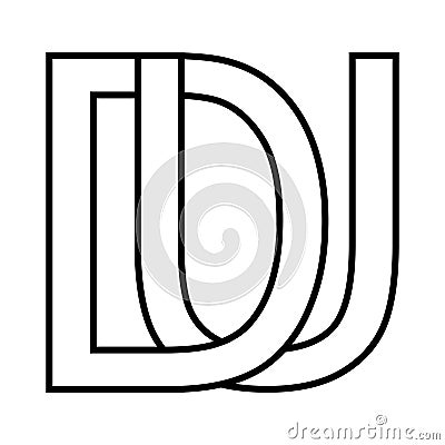 Logo sign du ud icon nft du interlaced letters d u Vector Illustration