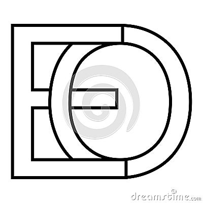 Logo sign eo oe icon nft eo interlaced letters e o Vector Illustration