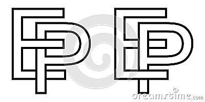 Logo sign ep pe icon sign interlaced letters P, E vector logo ep, pe first capital letters pattern alphabet e, p Vector Illustration