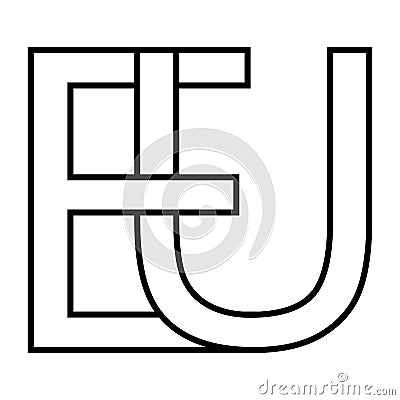 Logo sign eu ue icon Europe, European Union interlaced letters e t Vector Illustration