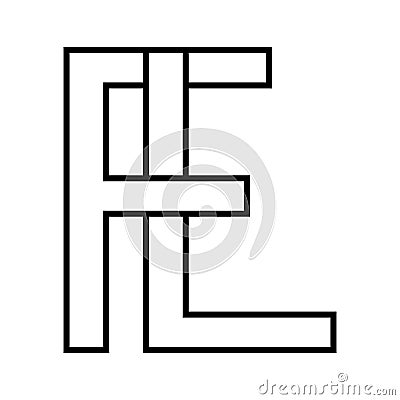 Logo sign, fl lf icon, nft fl interlaced letters f l Vector Illustration