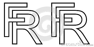 Logo sign fr and rf icon sign interlaced letters r, F vector logo rf, fr first capital letters pattern alphabet r f Vector Illustration