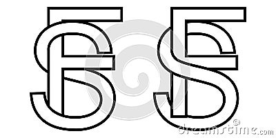 Logo sign fs and sf icon sign interlaced letters s, F vector logo sf, fs first capital letters pattern alphabet s f Vector Illustration