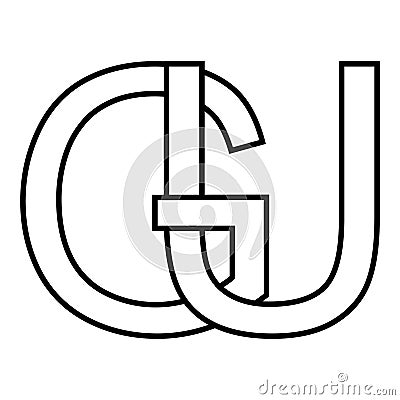 Logo sign gu ug icon nft interlaced letters g u Vector Illustration