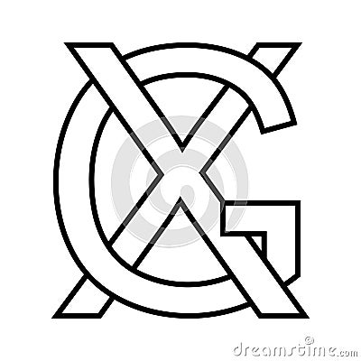 Logo sign gx xg icon nft interlaced letters g x Vector Illustration
