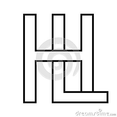 Logo sign hl lh icon nft, interlaced letters l h Vector Illustration