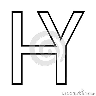 Logo sign hy yh icon nft interlaced letters y h Vector Illustration