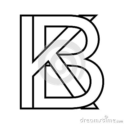 Logo sign kb bk icon double letters logotype b k Vector Illustration