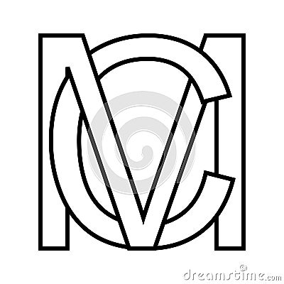 Logo sign mc cm icon sign interlaced letters m c Vector Illustration