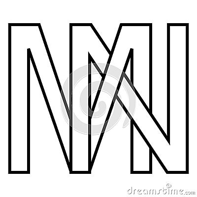 Logo sign mn nm icon double letters logotype m n Vector Illustration