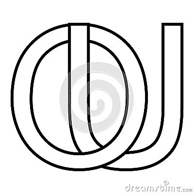 Logo sign ou uo icon double letters logotype u o Vector Illustration