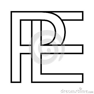 Logo sign pe, ep icon double letters logotype p e Vector Illustration