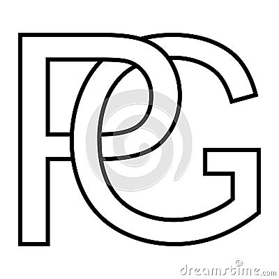 Logo sign pg gp icon double letters logotype p g Vector Illustration