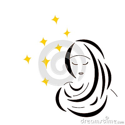 Logo silhouette of a girl in a scarf Stock Photo