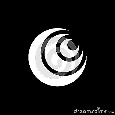 Logo of simple white triple crescent moon with black background Stock Photo