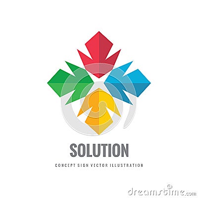 Logo solution - abstract vector illustration. Four colored shapes. Color geometric sign. Star cross symbol. Vector Illustration