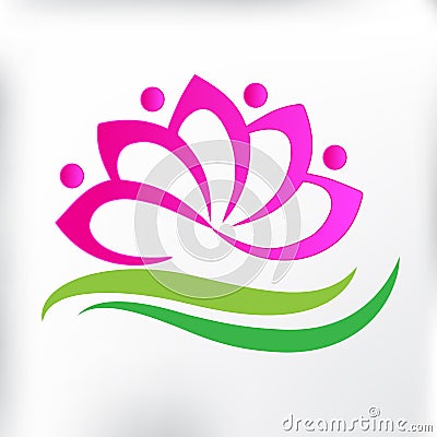 Logo spa massage lotus flower icon id card teamwork people symbol of yoga vector image illustration graphic design Vector Illustration