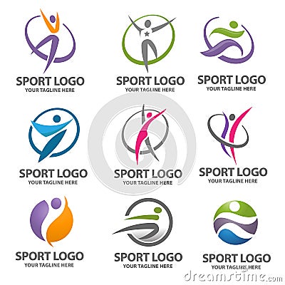 Logo sport and fitness vector set Vector Illustration