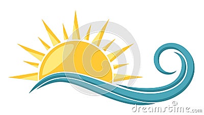 Logo sun and sea. Vector Illustration