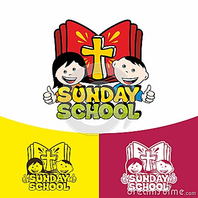 Logo Sunday school. Christian symbols. The Church of Jesus Christ Vector Illustration